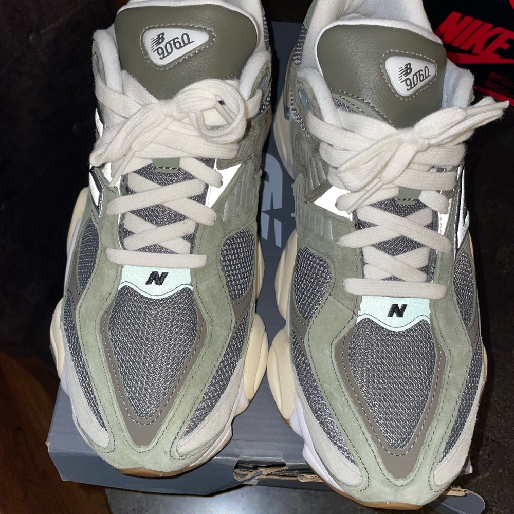 New Balance 9060 Sneakers in olive green and Cream